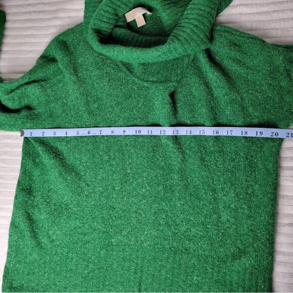 Michael Kors Green Cowl Neck Turtleneck Sweater Women’s Sz S Knit Cozy Academia - Picture 5 of 9